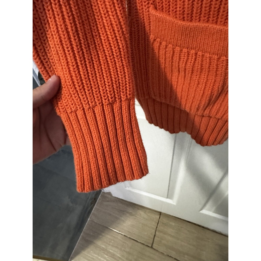 Lauren Ralph Lauren Buckle Cable Knit Sweater Shawl Collar Womens Size S Orange - Picture 8 of 10